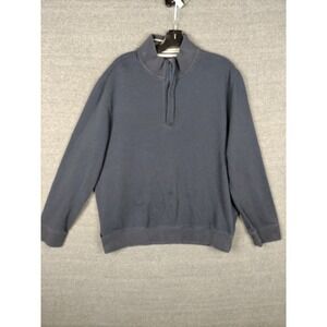Untuckit Mens Sweatshirt XL Blue‎ Fleece 1/4 Zip Pullover Preppy Casual Outdoor